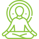 meditating adult icon symbolizing kitchen-free life with Meal Village's prepared meal delivery services
