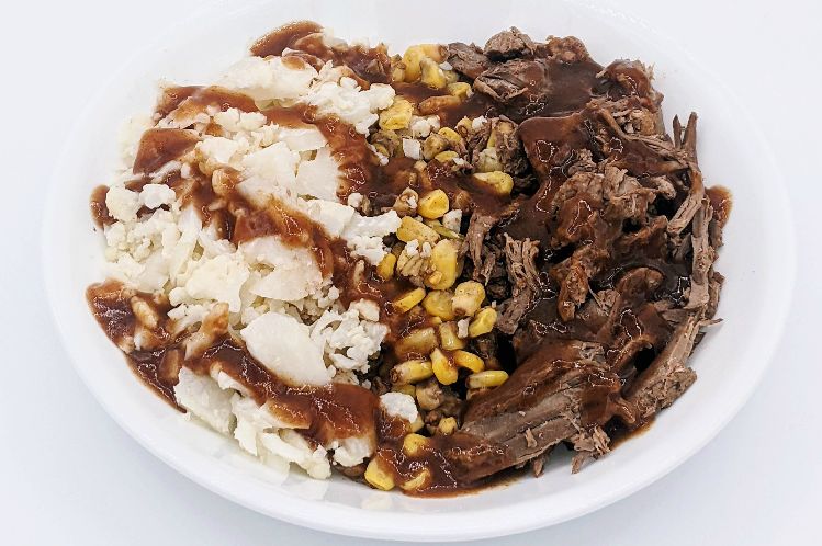 Braised Beef with Cauliflower & Bacon Corn