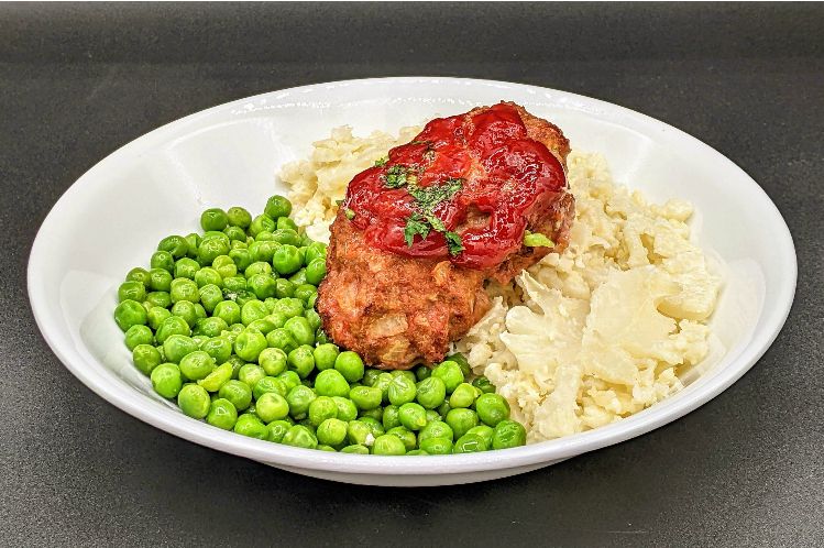 Turkey Meatloaf with Creamy Cauliflower & Peas