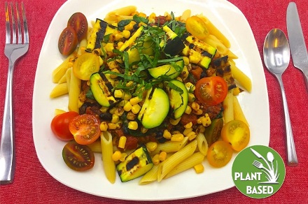 Santa Fe Penne Pasta with Zucchini and Grilled Corn